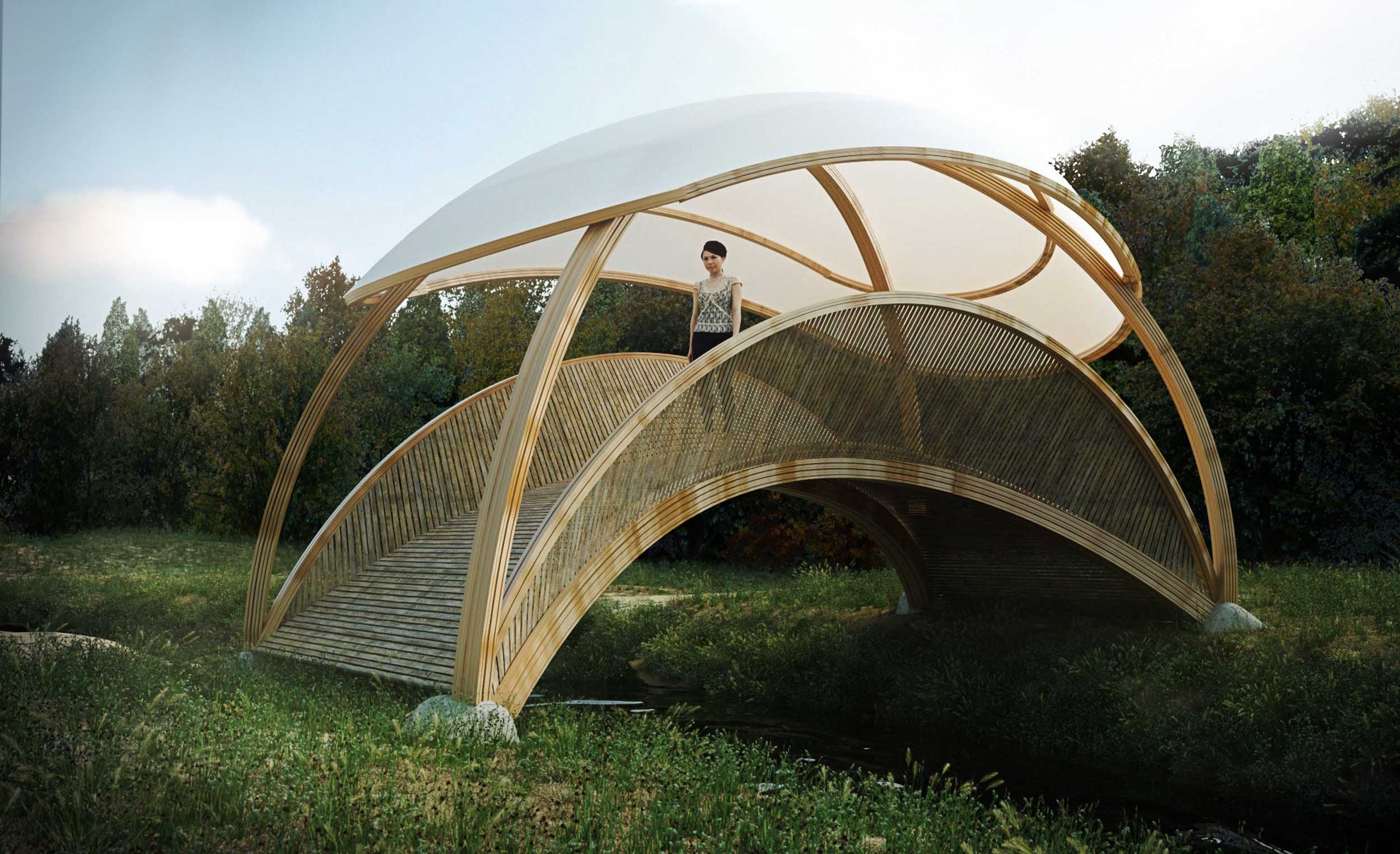 Bamboo bridge design and architectural visualizations by GPU Design